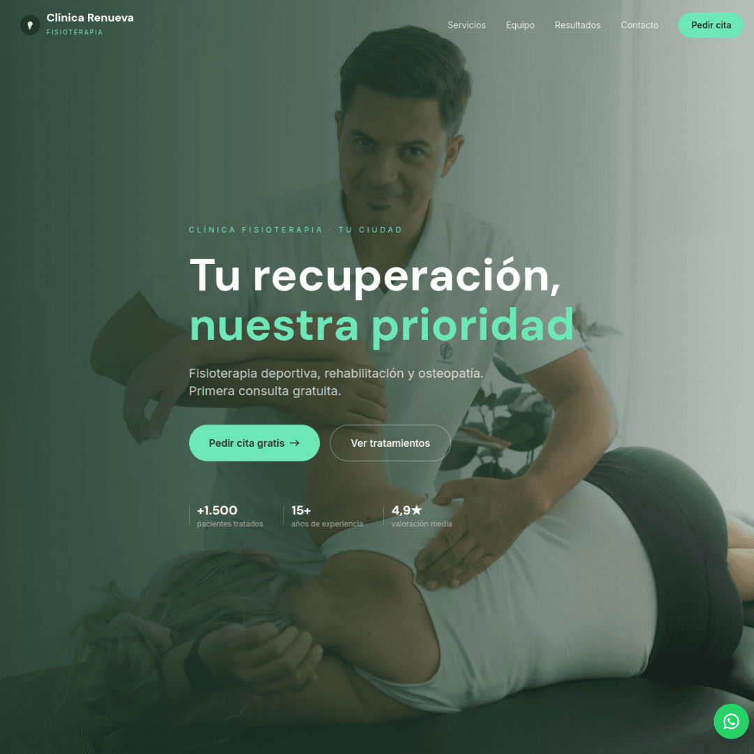 Captura de la web de Fisioterapia Renuva
