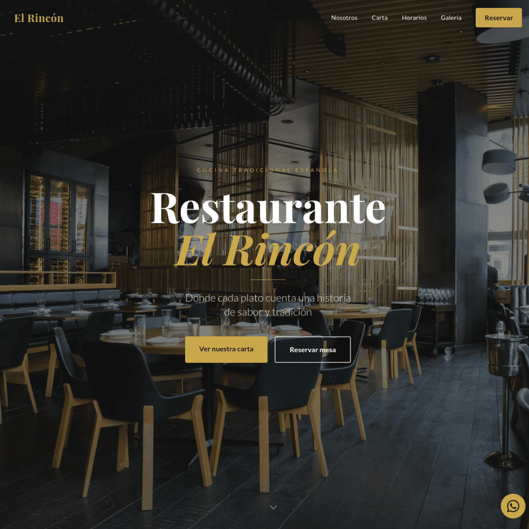Captura de la web de Restaurante El Rincón
