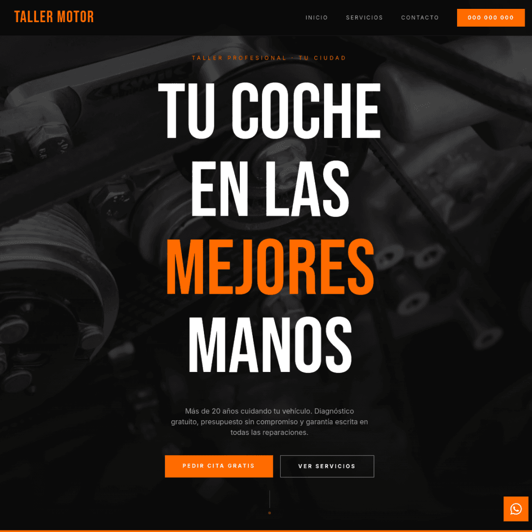 Captura de la web de Taller Motor